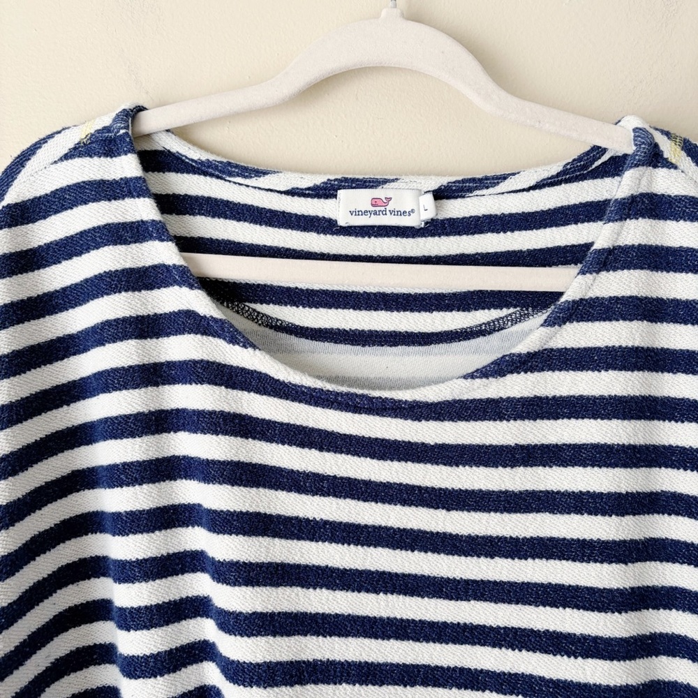 Vineyard Vines | Terry Cloth Above Knee Dress Nautical Striped Navy White Large - Picture 3 of 9
